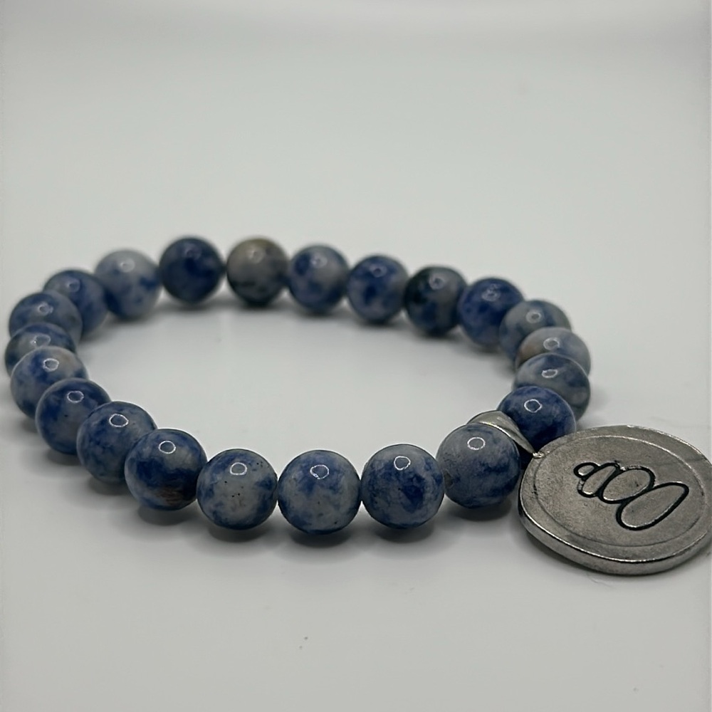 Blue sodalite beaded stretchy yoga balance bracelet